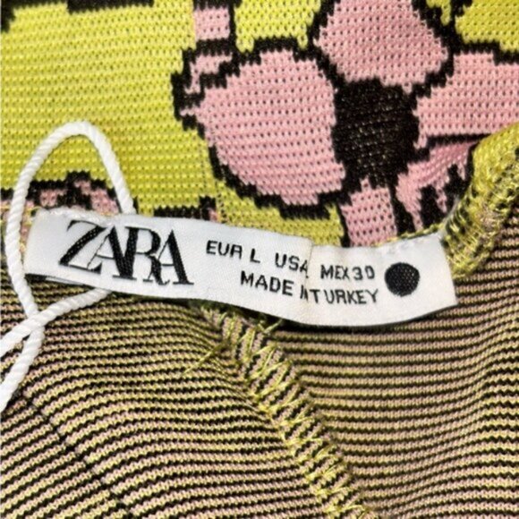 Zara Women’s Large Jacquard Top Tank Fitted High Neck Sleeveless Office Floral - Picture 2 of 9